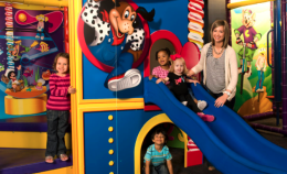 Kids playing on a playset